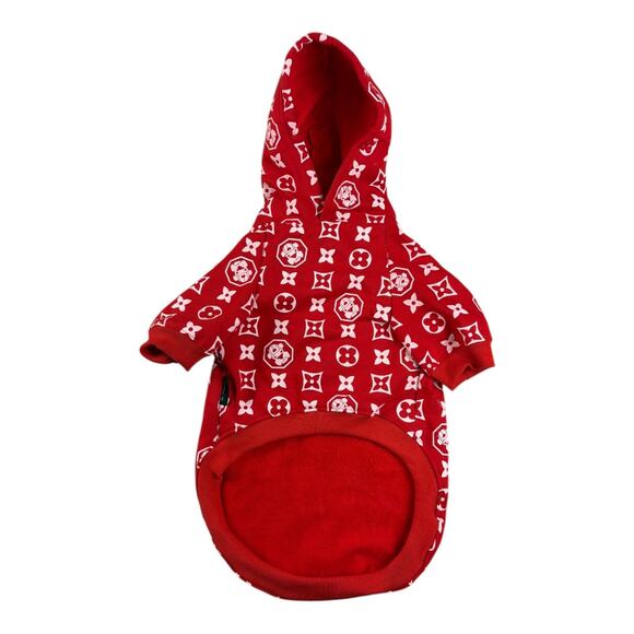 FRESH PAWZ‎ Monogram Hype Red Dog Hoodie Size 2XL - Picture 1 of 9